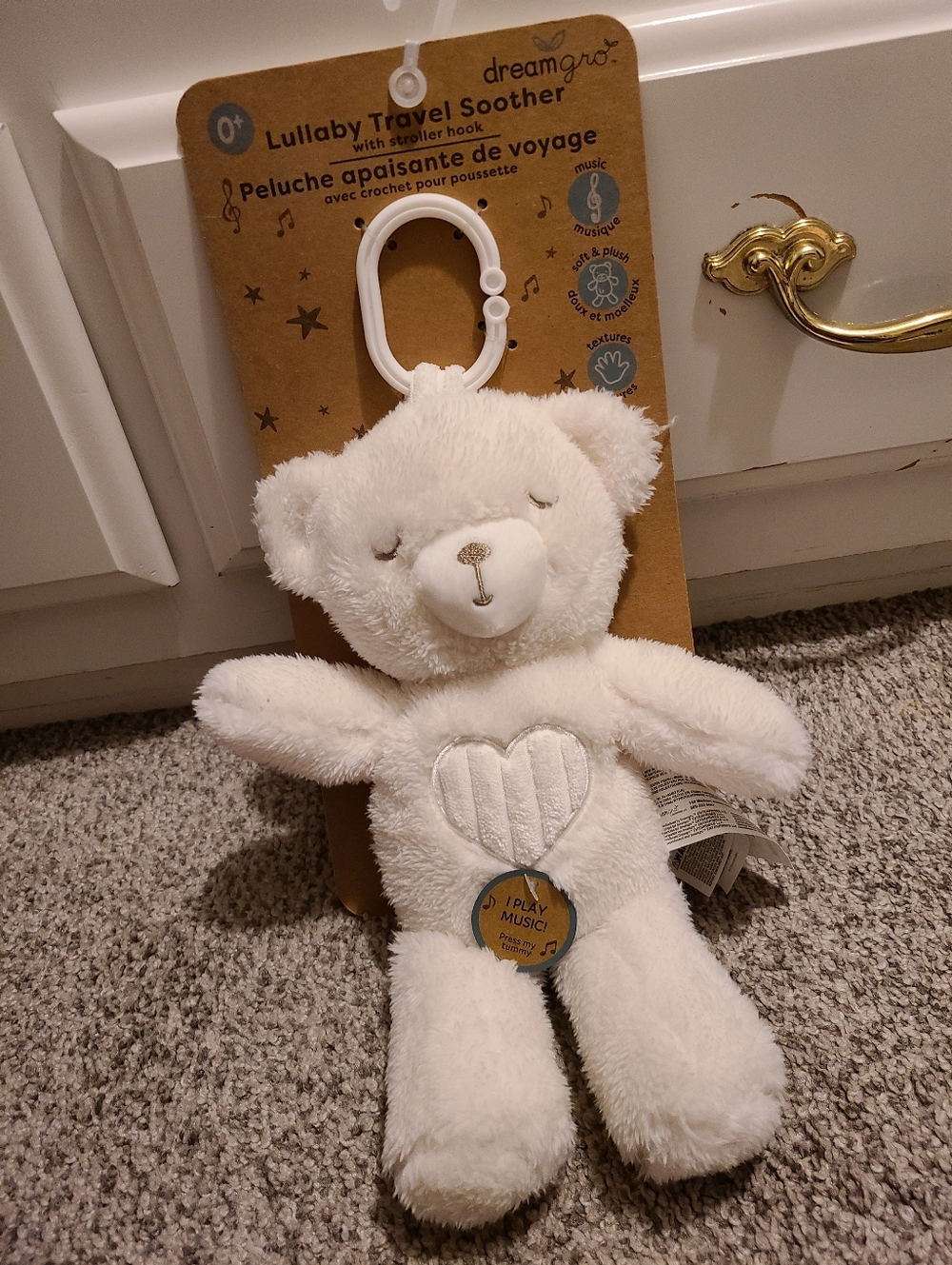 Dreamgro Lullaby Travel Soother Plush Bear - Cream